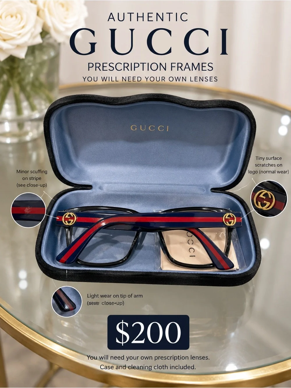 Gucci Black and Transparent Square Women’s Glasses